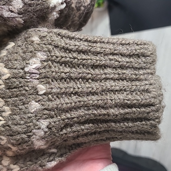 FREE PEOPLE Large Through the Storm Fair Isle Brown Sweater Wool Blend - Picture 5 of 6